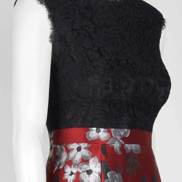 NWT Aidan Mattox Floral Lace Metallic Jacquard 12 - Picture 4 of 10